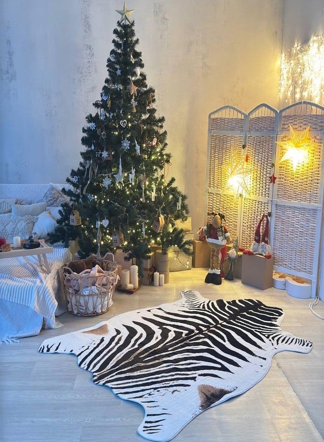 MustMat Zebra Rug for Living Room Decor(4.6ft x 6.6ft) - Faux Fur Animal Print Carpet in Black and White - Perfect for Bedroom, Office, or Nursery - Image 3